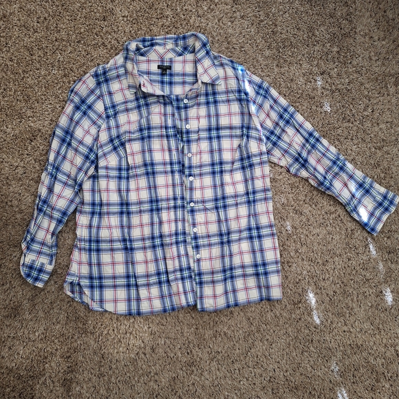 Talbots Tops - Talbots Shimmery Plaid Button-Up Shirt
